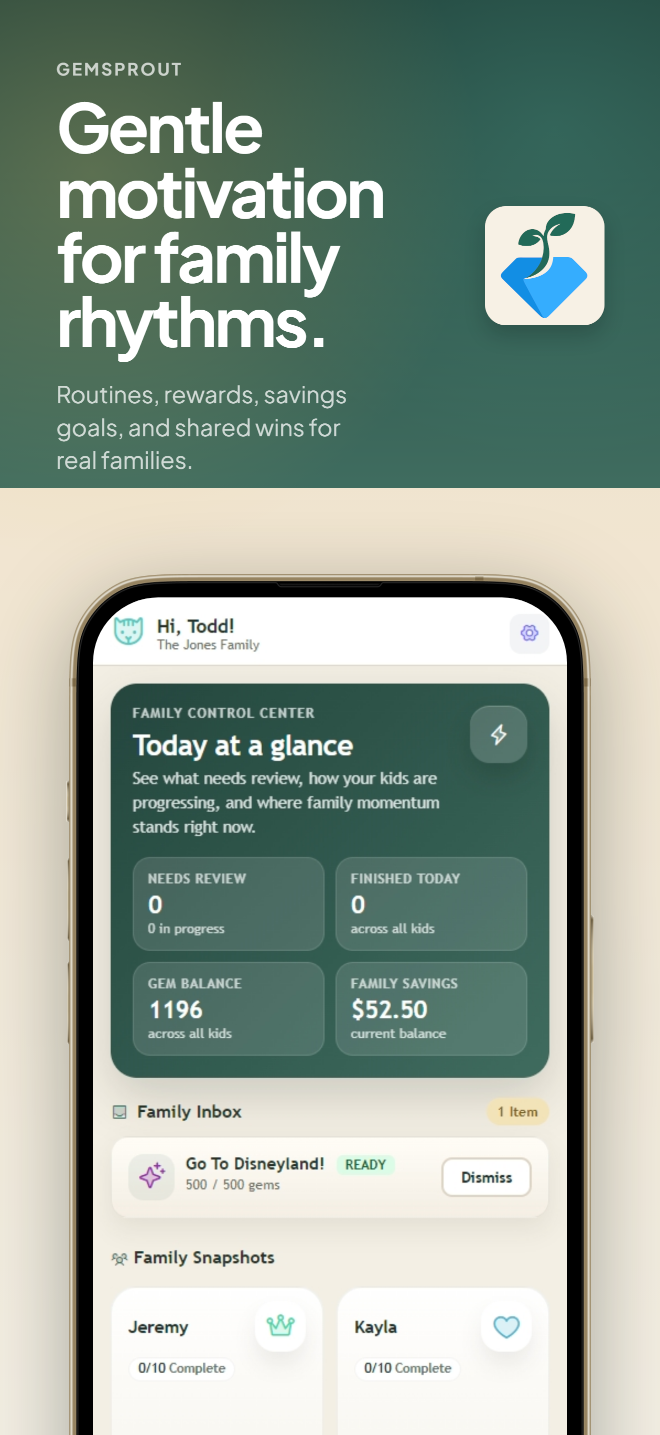 GemSprout family routines screenshot